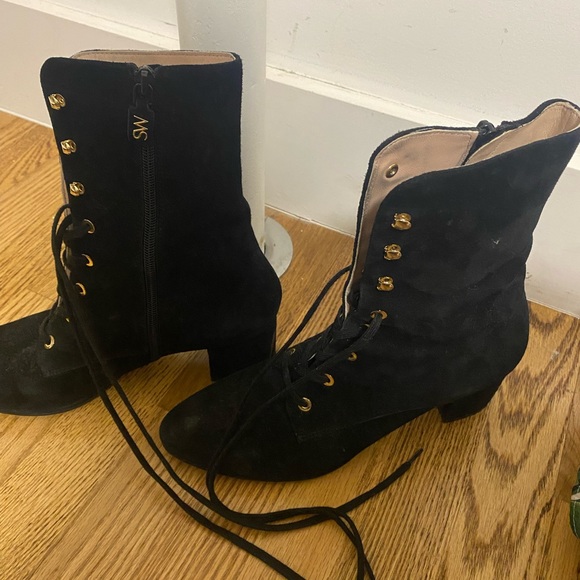 Stuart Weitzman Suede Block Heel Booties - Picture 5 of 7